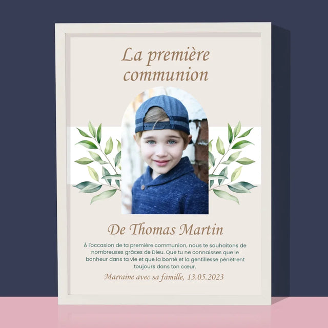 Photo Et Texte: Première Communion, Vœux - Impression Encadrée 30X40