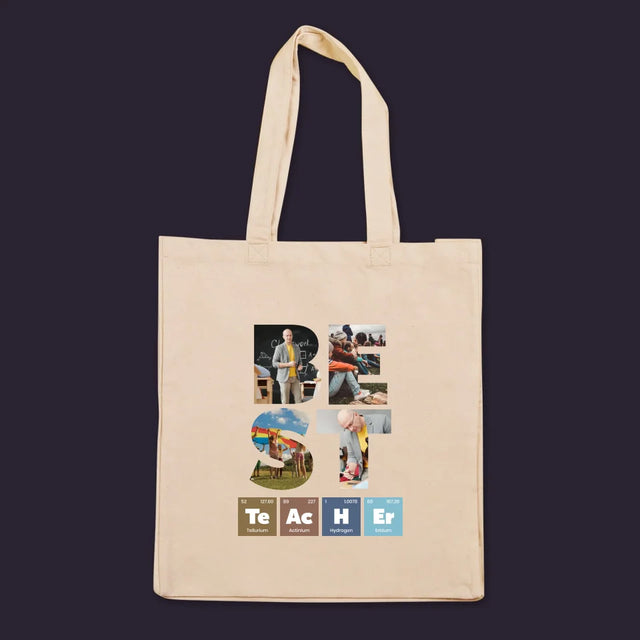 Collage Photo De Lettre: Best Teacher Les Éléments - Sac En Toile