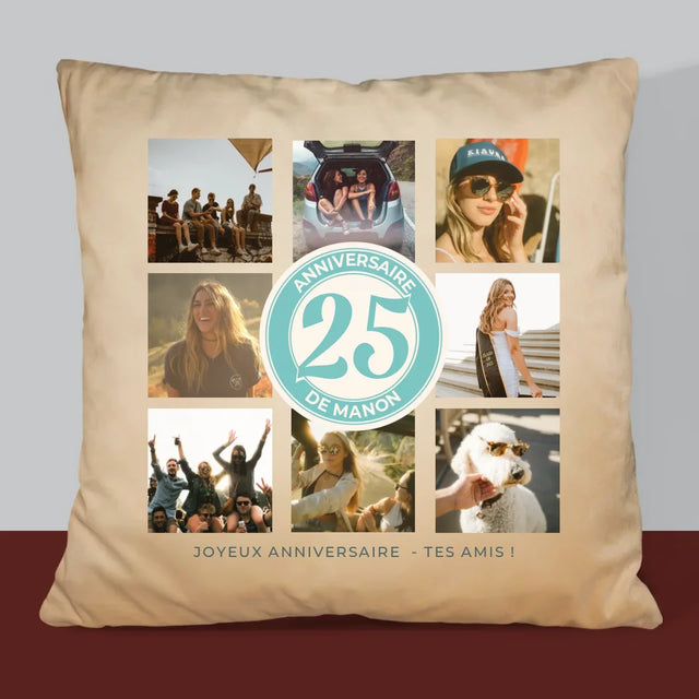 Le Collage Photo: 25 Anniversaire - Coussin