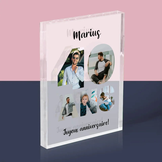 Collage Photo De Lettre: 40 Ans De Tes Photos - Bloc Acrylique