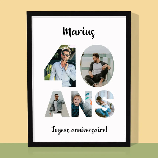 Collage Photo De Lettre: 40 Ans De Tes Photos - Impression Encadrée 30X40