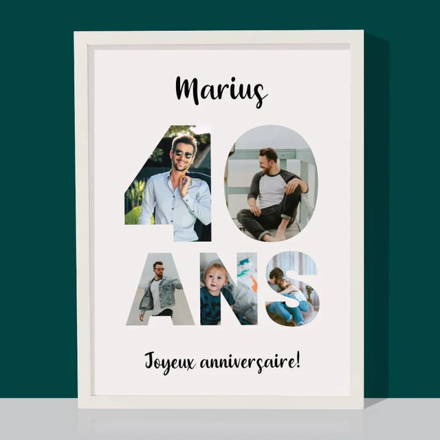 Collage Photo De Lettre: 40 Ans De Tes Photos - Impression Encadrée 30X40
