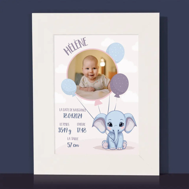 Acte De Naissance De L'Enfant: Métrique, Éléphant - Cadre Photo