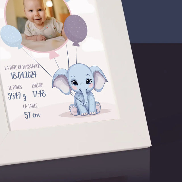 Acte De Naissance De L'Enfant: Métrique, Éléphant - Cadre Photo