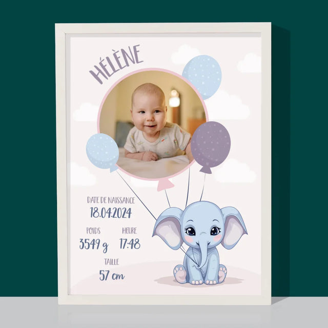 L'Acte De Naissance De L'Enfant: Métrique, L'Éléphant - Impression Encadrée 30X40