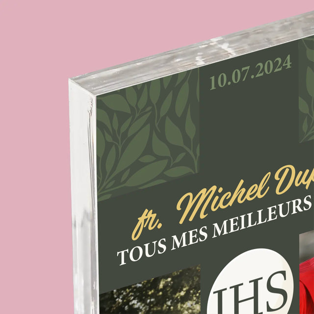 Le Collage Photo: Tous Mes Meilleurs Voeux Croix - Bloc Acrylique