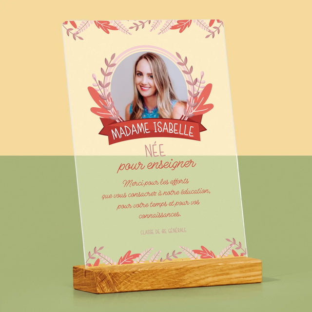 Photo Et Texte: Née Pour Enseigner - Impression Sur Verre Acrylique