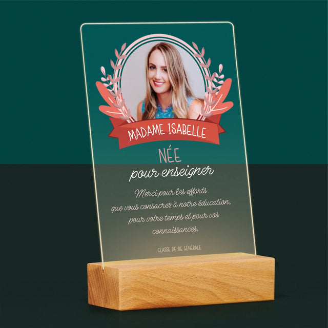 Photo Et Texte: Née Pour Enseigner - Impression Sur Verre Acrylique