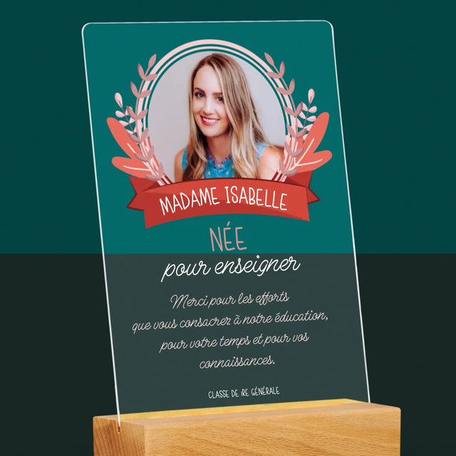 Photo Et Texte: Née Pour Enseigner - Impression Sur Verre Acrylique
