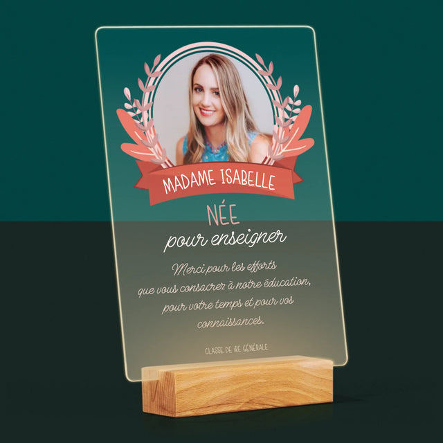 Photo Et Texte: Née Pour Enseigner - Impression Sur Verre Acrylique