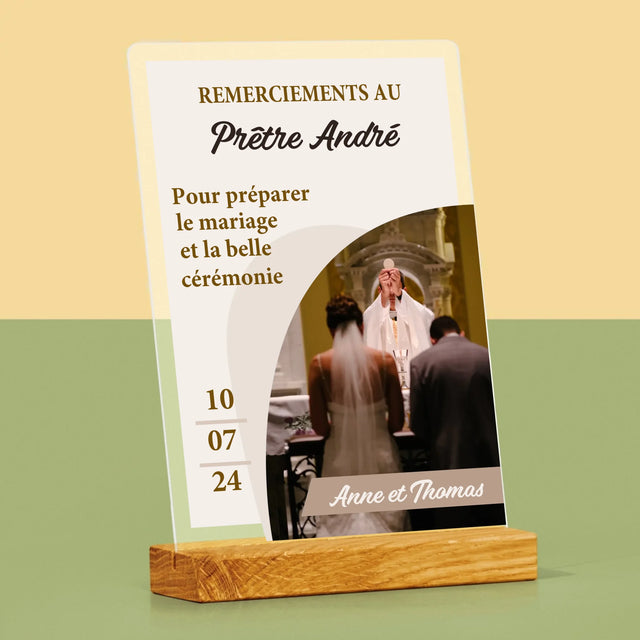 La Photo Et Un Texte: Remerciements Au Prêtre Mariage - Impression Sur Verre Acrylique