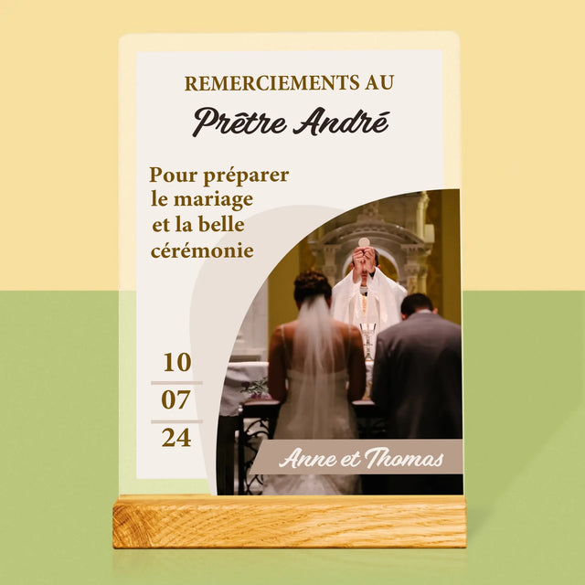 La Photo Et Un Texte: Remerciements Au Prêtre Mariage - Impression Sur Verre Acrylique