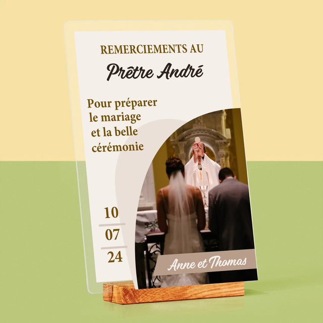 La Photo Et Un Texte: Remerciements Au Prêtre Mariage - Impression Sur Verre Acrylique