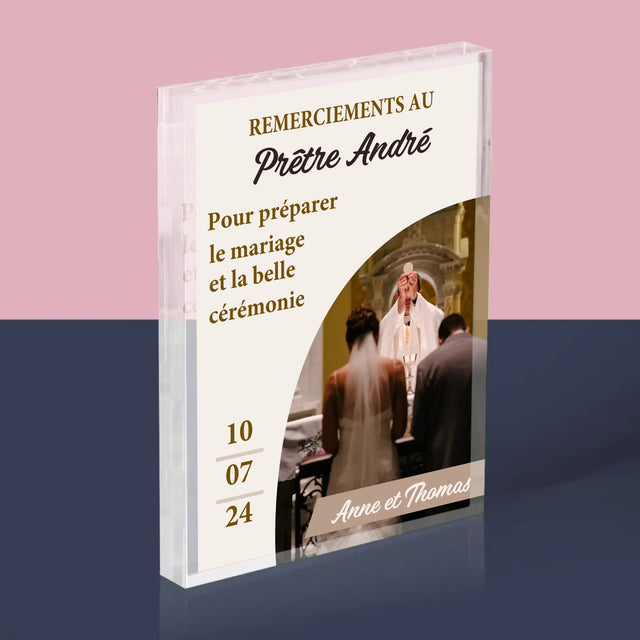 La Photo Et Un Texte: Remerciements Au Prêtre Mariage - Bloc Acrylique