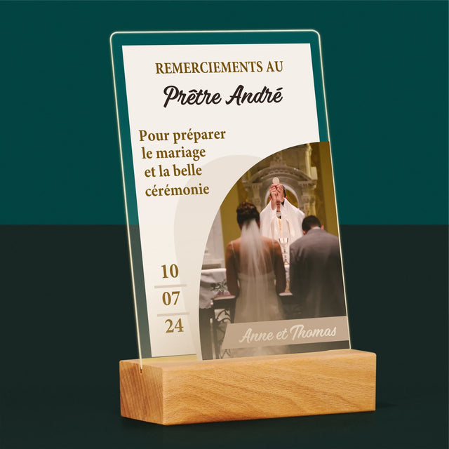 La Photo Et Un Texte: Remerciements Au Prêtre Mariage - Impression Sur Verre Acrylique