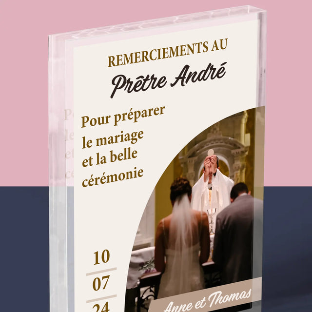 La Photo Et Un Texte: Remerciements Au Prêtre Mariage - Bloc Acrylique