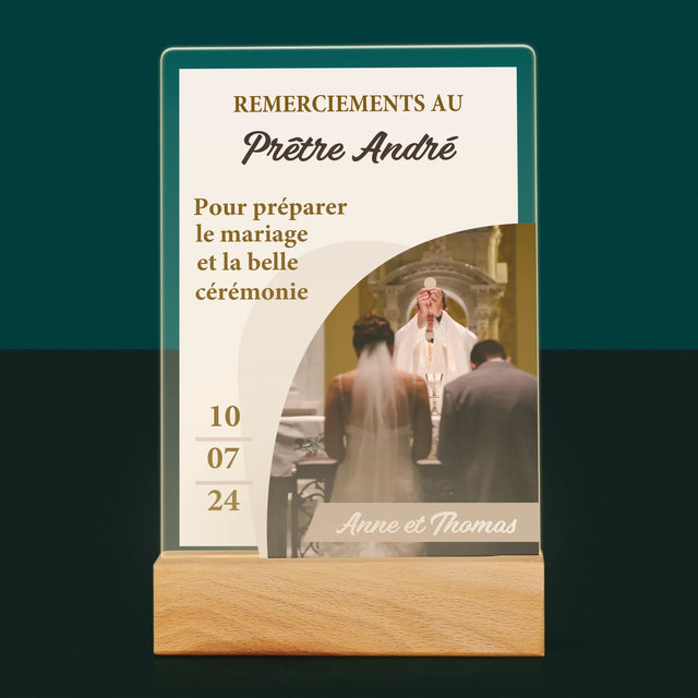 La Photo Et Un Texte: Remerciements Au Prêtre Mariage - Impression Sur Verre Acrylique