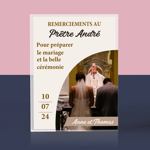 La Photo Et Un Texte: Remerciements Au Prêtre Mariage - Bloc Acrylique