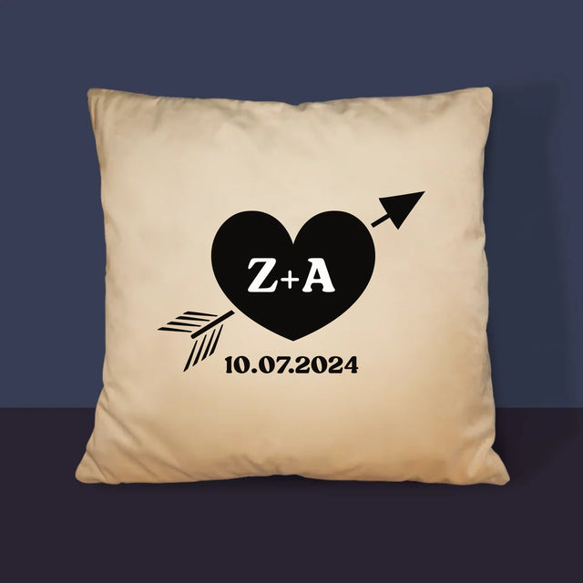 Le Monogramme: Initiales Coeur Avec Flèche - Coussin