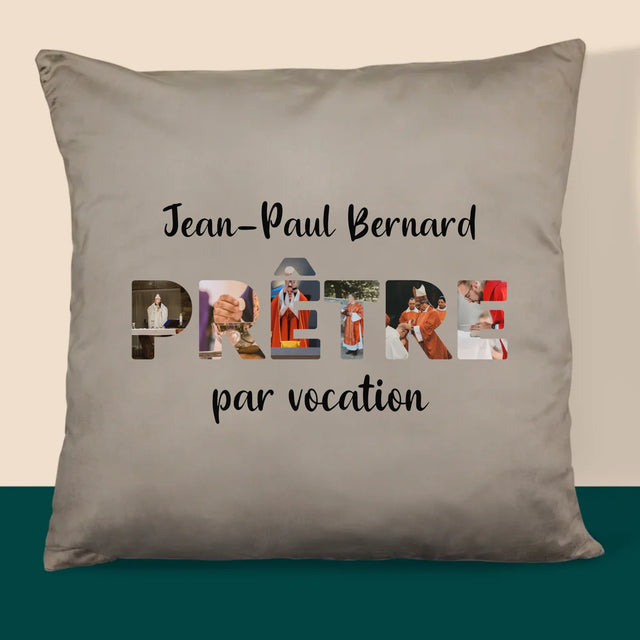 Collage Photo De Lettre: Prêtre Par Vocation - Coussin