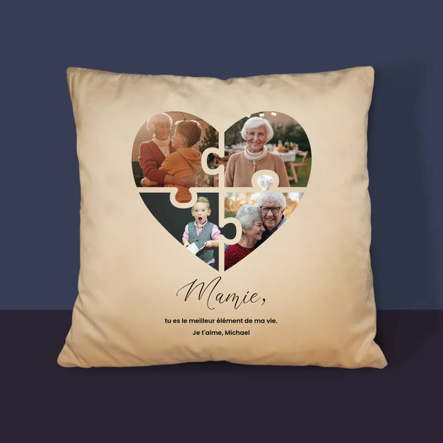Le Collage Photo: Casse-Tête, Un Cœur Pour Grand-Mère - Coussin