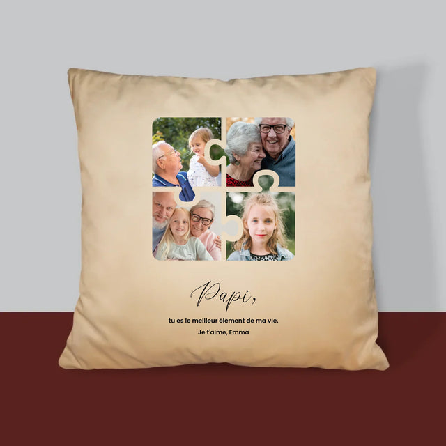 Le Collage Photo: Casse-Tête, Un Cœur Pour Grand-Papa - Coussin