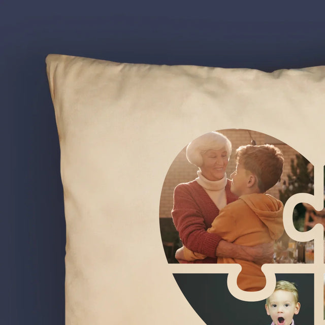 Le Collage Photo: Casse-Tête, Un Cœur Pour Grand-Mère - Coussin