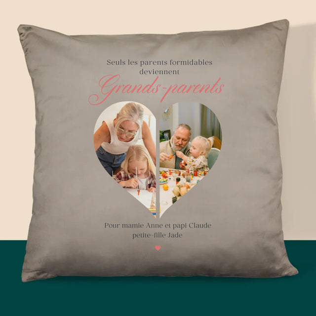 Le Collage Photo: Les Parents Formidables Deviennent Grands-Parents - Coussin