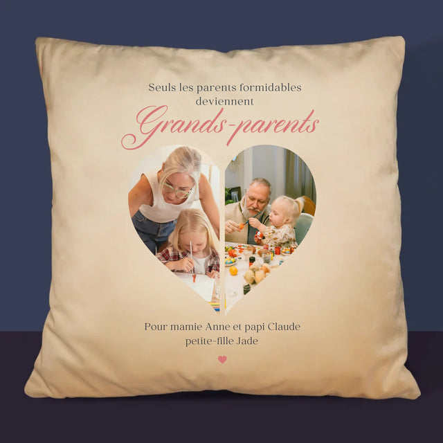 Le Collage Photo: Les Parents Formidables Deviennent Grands-Parents - Coussin