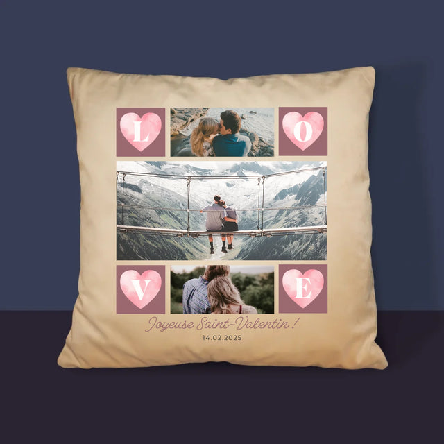 Le Collage Photo: Cœurs Amour - Coussin