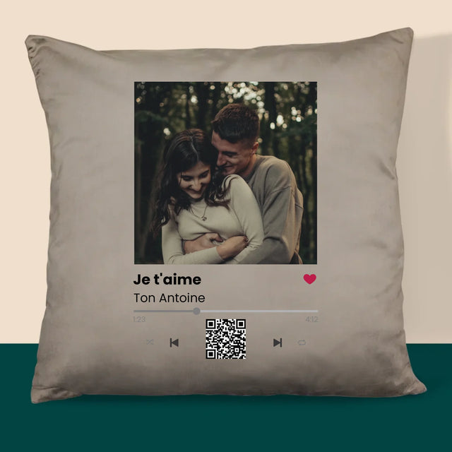 La Photo Et Un Texte: Spotify Avec Code Qr - Coussin