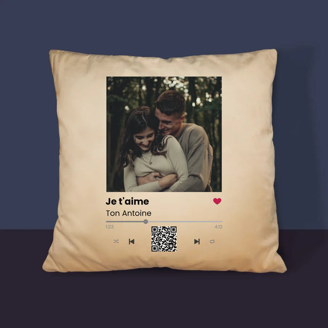 La Photo Et Un Texte: Spotify Avec Code Qr - Coussin