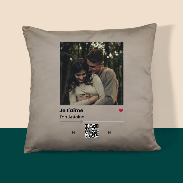 La Photo Et Un Texte: Spotify Avec Code Qr - Coussin
