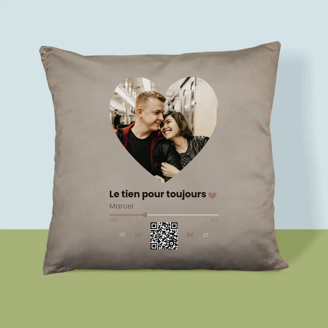 La Photo Et Un Texte: Notre Chanson Cœur Code Qr - Coussin