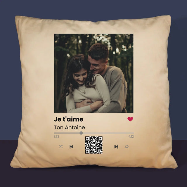 La Photo Et Un Texte: Spotify Avec Code Qr - Coussin
