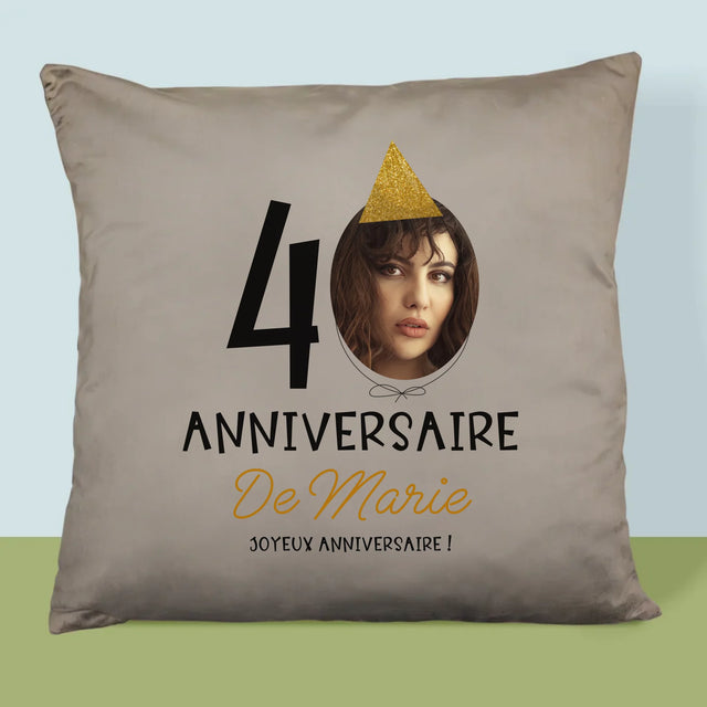 La Photo Et Un Texte: Chapeau Le 40E Anniversaire - Coussin
