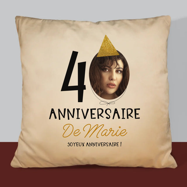 La Photo Et Un Texte: Chapeau Le 40E Anniversaire - Coussin