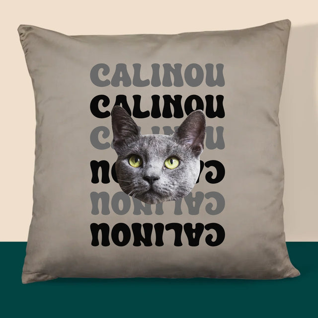 Ton Personnage: Photo De L'Animal Avec Son Nom - Coussin