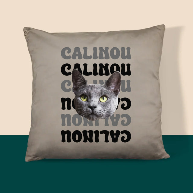 Ton Personnage: Photo De L'Animal Avec Son Nom - Coussin