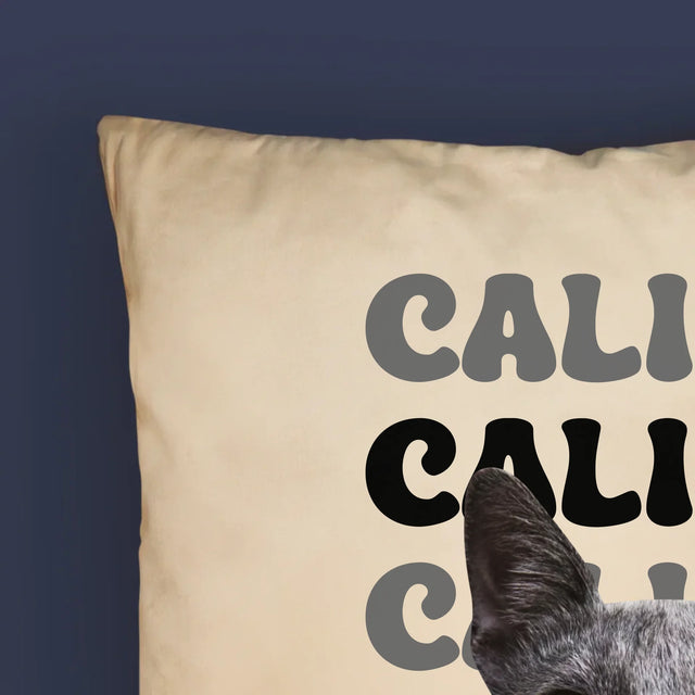Ton Personnage: Photo De L'Animal Avec Son Nom - Coussin