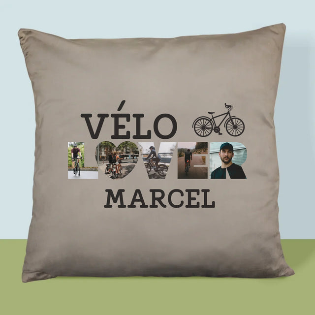 Collage Photo De Lettre: Vélo Lover - Coussin