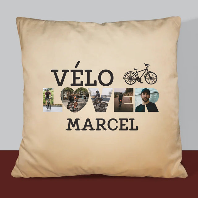 Collage Photo De Lettre: Vélo Lover - Coussin
