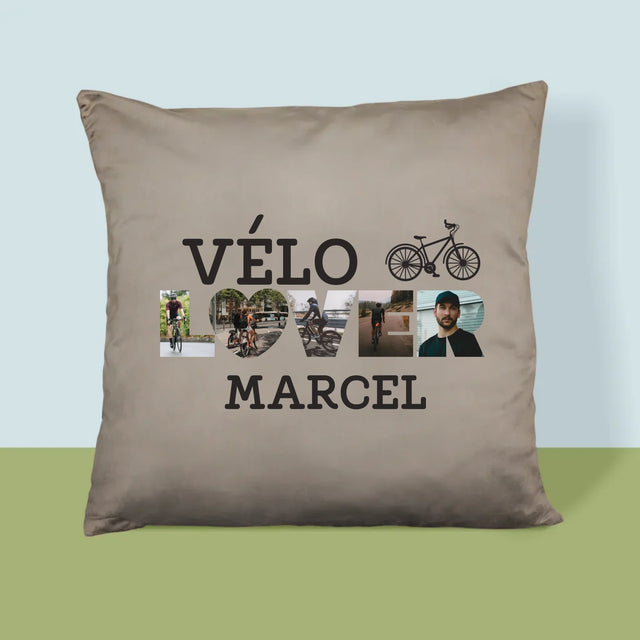 Collage Photo De Lettre: Vélo Lover - Coussin