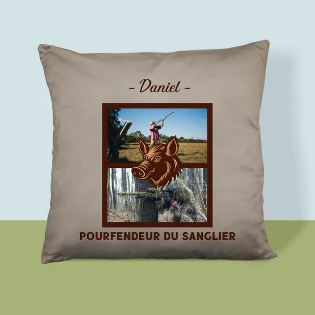 Le Collage Photo: Pourfendeur Du Sanglier - Coussin