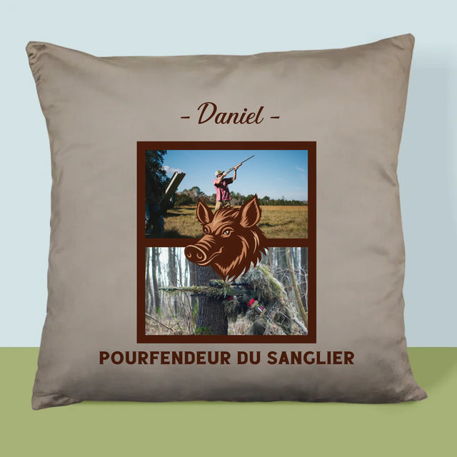Le Collage Photo: Pourfendeur Du Sanglier - Coussin