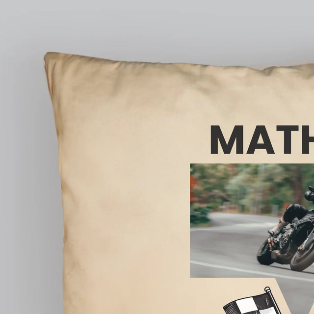 La Photo Et Un Texte: Premier À La Ligne D'Arrivée - Coussin