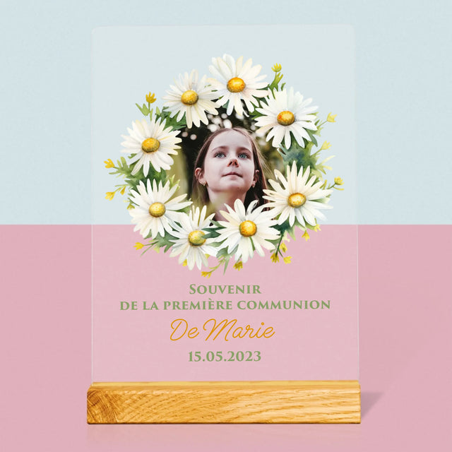La Photo Et Un Texte: Souvenir De Communion, Marguerites - Impression Sur Verre Acrylique