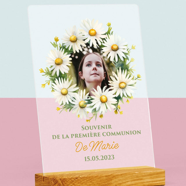 La Photo Et Un Texte: Souvenir De Communion, Marguerites - Impression Sur Verre Acrylique