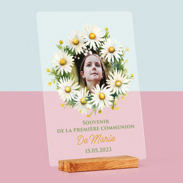 La Photo Et Un Texte: Souvenir De Communion, Marguerites - Impression Sur Verre Acrylique