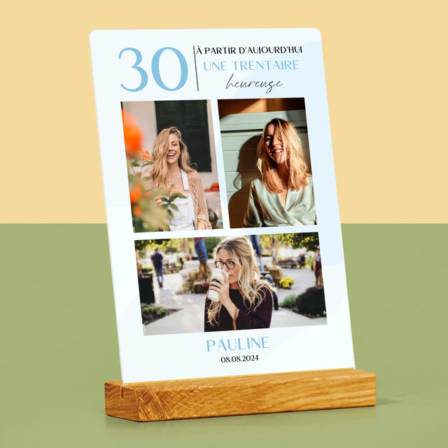 Le Collage Photo: À Partir D'Aujourd'Hui 30 Heureuse - Impression Sur Verre Acrylique